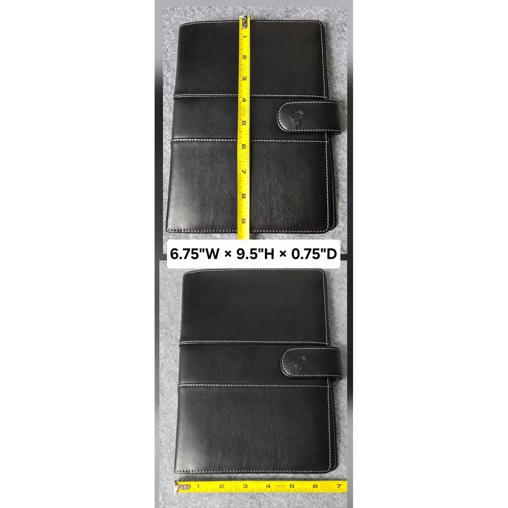 NEW Franklin Covey Black Faux Leather Planner Agenda Magnetic w/ Notepad Refill